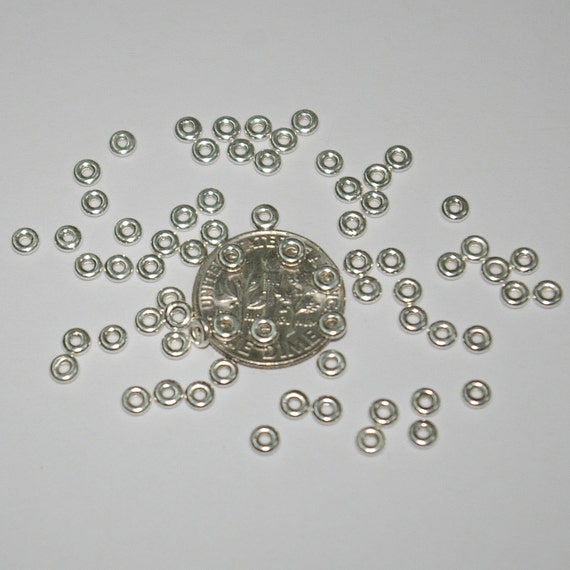 Sterling Silver 925 Rondelle Spacers Beads 3mm with hole 1mm