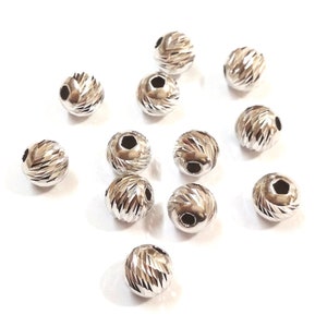 8mm Rodio placcato argento sterling 925 taglio diamante / taglio laser distanziale rotondo perline ALL'INGROSSO LOTTI - Argento genuino - Spedizione gratuita in tutto il mondo