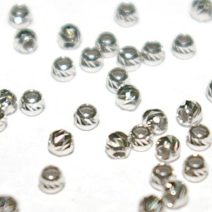 2.5mm RHODIUM PLACCATO oltre 925 Sterling Silver LASER Cut / Diamond Cut Round Spacer Beads - Real / Genuine Silver - Spedizione gratuita in tutto il mondo