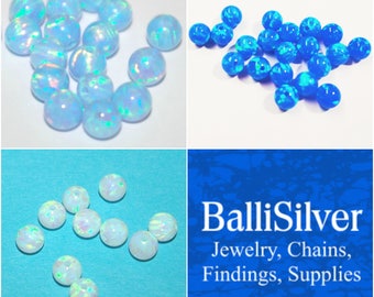 5mm Round OPAL BEADS Wholesale LOTS Light Blue, Dark Blue or White Fully Drilled Holes. Jewelry Making. BalliSilver. Free Shipping Worldwide