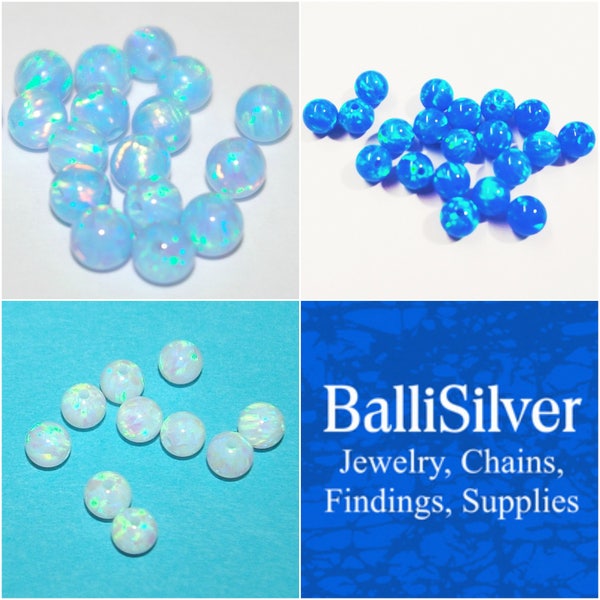 5mm Round OPAL BEADS Wholesale LOTS Light Blue, Dark Blue or White Fully Drilled Holes. Jewelry Making. BalliSilver. Free Shipping Worldwide