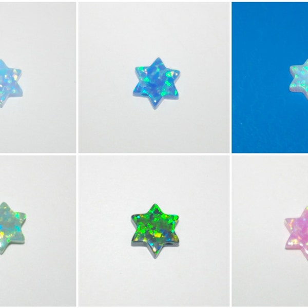 10mm OPAL STAR of DAVID Bead Charm Pendant, Light Blue, Dark Blue, Light Green, Dark Green, White, Pink. Jewelry Making. Free Shipping.