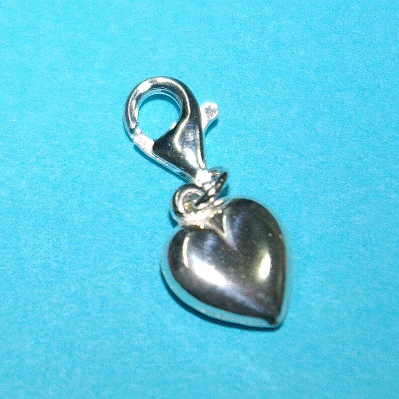 Sterling Silver 925 11mm HEART Clip on Charm Pendant With 11mm Etsy