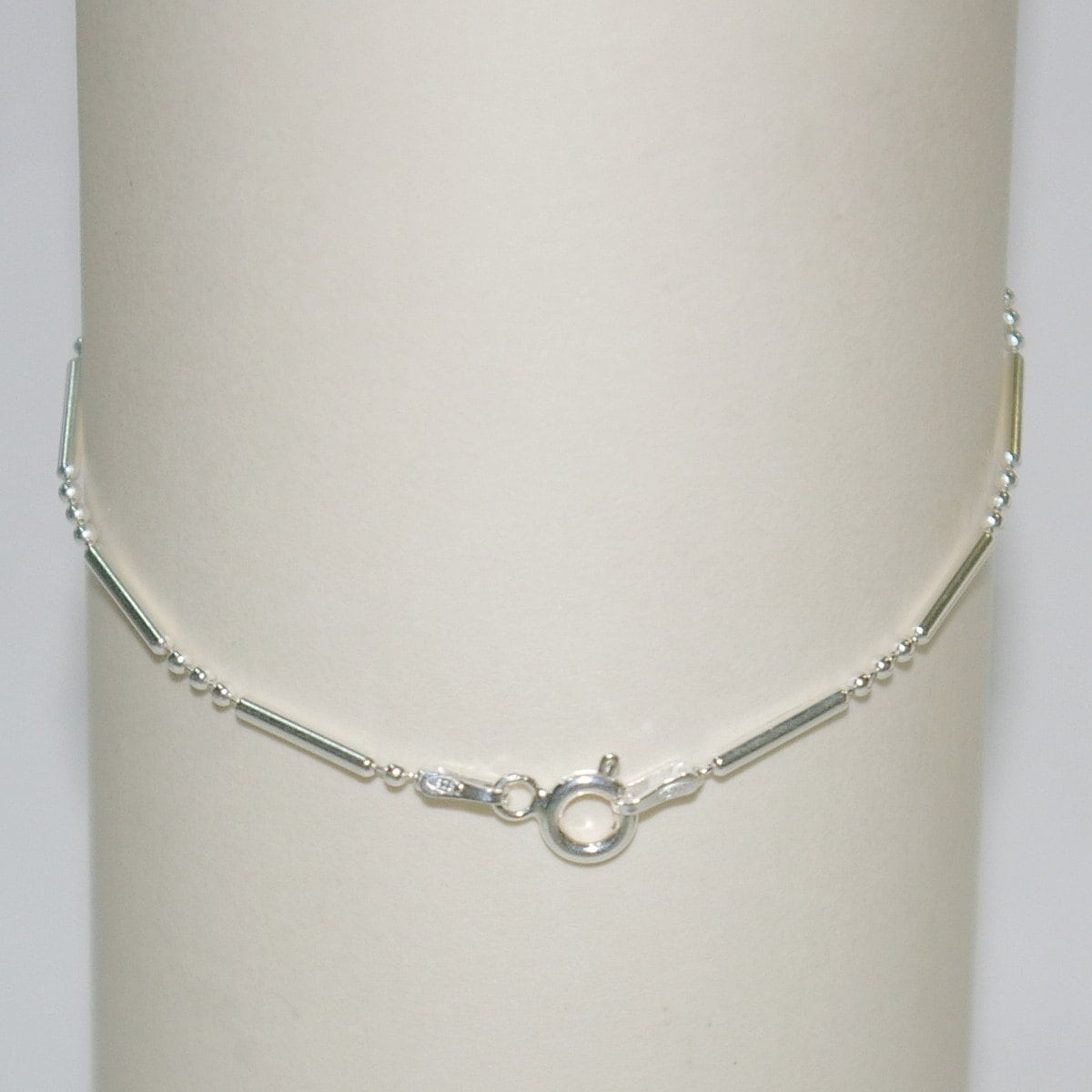 10" Free Gift Packaging Sterling Silver Bar And Bead Chain Ankle Bracelet 9"