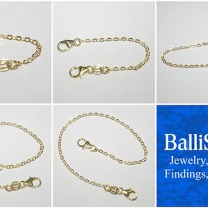 14kt GOLD FILLED 1.5x2mm Fine Flat Cable Chain EXTENDER with Two Lobster Claw Clasps 1.5&quot;, 2&quot;, 3&quot;, 4&quot;, 5&quot;, 6&quot;, 7&quot;, 8&quot;, 9&quot;, 10&quot; Free Shipping