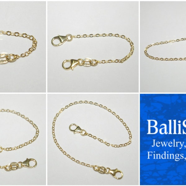 14kt GOLD FILLED 1.5x2mm Fine Flat Cable Chain EXTENDER with Two Lobster Claw Clasps 1.5", 2", 3", 4", 5", 6", 7", 8", 9", 10" Free Shipping