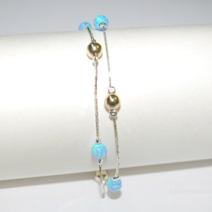 Solid 925 Sterling Silver Natural Ethiopian Opal 3To5MM Beads 7"Bracelet F0354 E - Foto 4