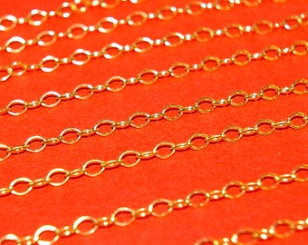 14kt Gold Filled 3x4mm Oval Cable Chain 0.5mm Thick Sold by the foot BULK Continuous WHOLESALE LOTS. Economical alternative to Solid Gold