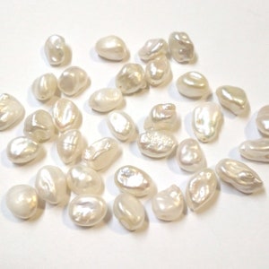 9-10mm Blanco Natural Cultivado Agua Dulce Barroca KESHI Perlas Lotes - Fabricación de Joyas - Envío Gratis Mundial