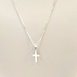 925 Sterling Silver 15mm CROSS Charm Pendant with Fine 0.8mm BOX Chain Necklace - Genuine Real Solid Silver - Free Shipping Worldwide