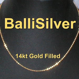 22 inch 56 cm 14kt Gold Filled Fine Flat CABLE Chain NECKLACE Free Shipping Worldwide Gf RCB-030 image 1