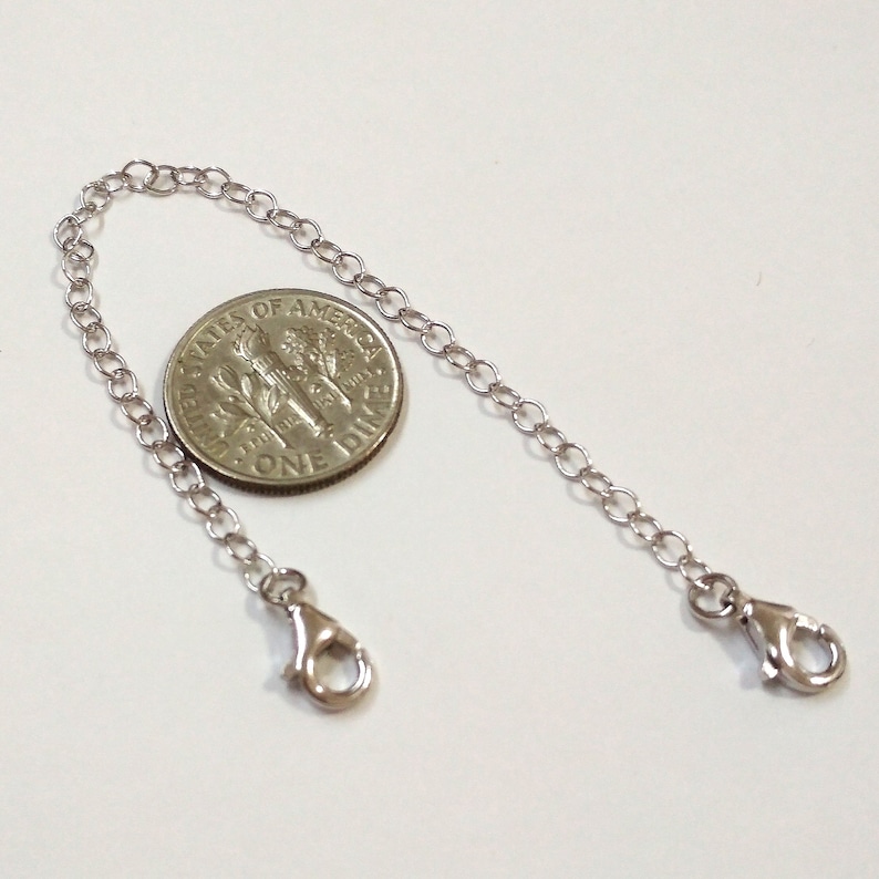 3 10 pieces WHOLESALE LOTS Rhodium Plated 925 Sterling Silver 2.5x3mm Cable Chain Lobster Clasps EXTENDERS 1 6 1.5 5 8 inches 4 2 7