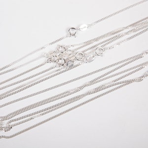 12 pieces Real Solid 925 Sterling Silver 1mm CURB CHAIN Necklaces Wholesale Lot. Assorted Lengths: 16.5&quot;, 18&quot;, 20&quot; ( 42cm, 45cm, 50cm )