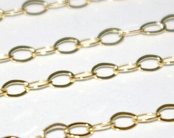 WHOLESALE LOTS 14kt Gold Filled 3x4.5mm Flat Oval Cable CHAIN By the Foot Bulk Continuous Economical alternative to Solid Gold Free Shipping