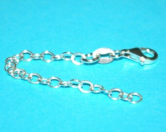 925 Sterling Silber 3 inch 7,5cm KETTENVERLÄNGER mit Karabinerverschluss - Kettenverlängerung - Echtes Silber - Kostenloser Versand Weltweit