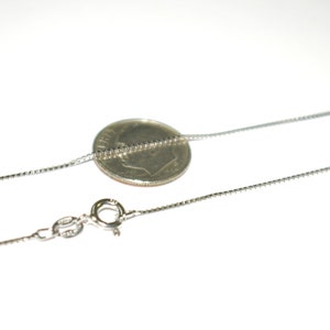 Collier chaîne 1 mm BOX 015 plaqué rhodium sur argent sterling 925. 16,5, 18, 20, 22, 24, 27,5 pouces de long. Livraison gratuite dans le monde entier