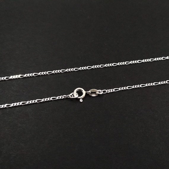 925 Sterling Silver Rhodium Finish Sparkle-Cut Figaro Chain Necklace in Silver Choice of Lengths 16 18 20 24 22 30 and Variety of mm Options
