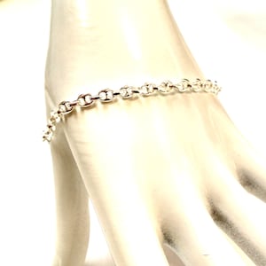 Real Solid 925 Sterling Silver 4x5mm MARINER Anchor Chain BRACELET / ANKLET. Not Hollow. Women, Men, Unisex. Made to your Size Free Shipping