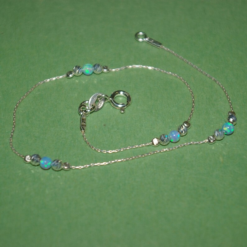 Solid 925 Sterling Silver Natural Ethiopian Opal 3To5MM Beads 7"Bracelet F0354 E - Foto 7