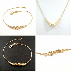 BRACELET, ANKLET, NECKLACE 14kt Gold Filled Graduated Hammered Beads. An Economical Alternative to Gold. Made to Your size. Free Shipping.
