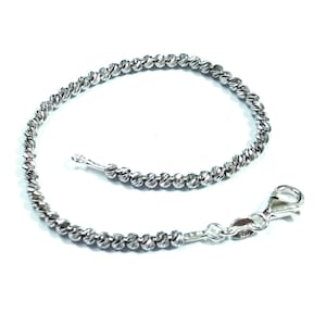 Rhodium Plated 925 Sterling Silver 3mm Laser Cut Diamond Cut Beads Beaded BRACELET / ANKLET Strung on Strong Silver Chain Made to your size