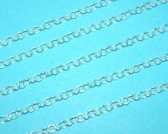 Catena a cavo piatto placcata in argento sterling 3 x 3 mm con maglie saldate, 100 piedi - Bobina sfusa - Italia
