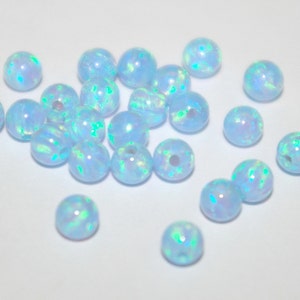 10 stycken 4 mm ljusblå opal runda pärlor, fullt borrade hål - Smyckestillverkning - BalliSilver - Fri frakt över hela världen.