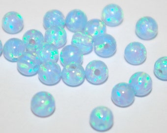 10 pieces 4mm Light BLUE OPAL Round Beads Lot, Fully Drilled Holes - Jewelry Making - BalliSilver - Free Shipping Worldwide.