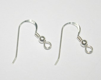 Earring Finding LOTS - 925 Sterling Silver EARRING fish HOOKS with Ball - Real Genuine Silver - Jewelry Findings - Free Shipping Worldwide