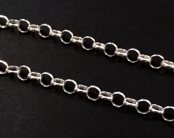 WHOLESALE LOTS 6mm Round ROLO Belcher Chain Solid Sterling Silver 925 Bulk Continous By the foot Thick and Heavy - Free Shipping Worldwide