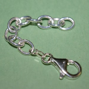 3 inch Sterling Silver 925 7x9mm OVAL ROLO Chain Large EXTENDER with 16mm Lobster Clasp - Genuine Silver - Free Shipping Worldwide