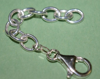 3 inch Sterling Silver 925 7x9mm OVAL ROLO Chain Large EXTENDER with 16mm Lobster Clasp - Genuine Silver - Free Shipping Worldwide
