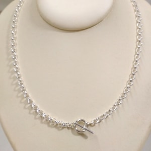 925 Sterling Silver 5mm ROLO / BELCHER Chain Toggle Clasp NECKLACE. Genuine Silver. Free Shipping Worldwide