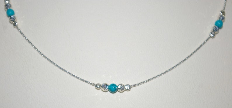 Free Shipping Worldwide Laser Cut and Green Turquoise Bead ANKLETS Lot Custom made to your size 3 pieces Sterling Silver 925 Chain