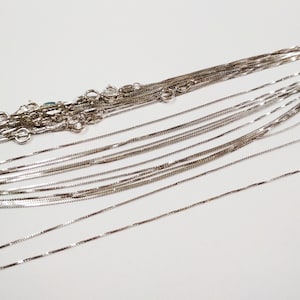 WHOLESALE Lots RHODIUM Plated over 925 Sterling Silver Fine 0.8mm BOX 012 Chain Necklaces 16.5" 18". Free Shipping Worldwide