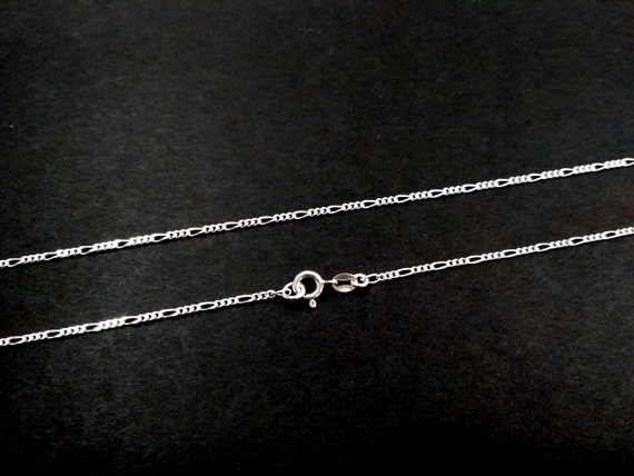 925 Sterling Silver Rhodium Finish Sparkle-Cut Figaro Chain Necklace in Silver Choice of Lengths 16 18 20 24 22 30 and Variety of mm Options