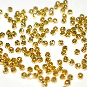 2.5mm Oro Placcato su 925 Sterling Silver Vermeil Laser Cut Diamond Cut Palla Rotonda Sparkle Perline ALL'INGROSSO LOTTI. Vero argento. Spedizione gratuita