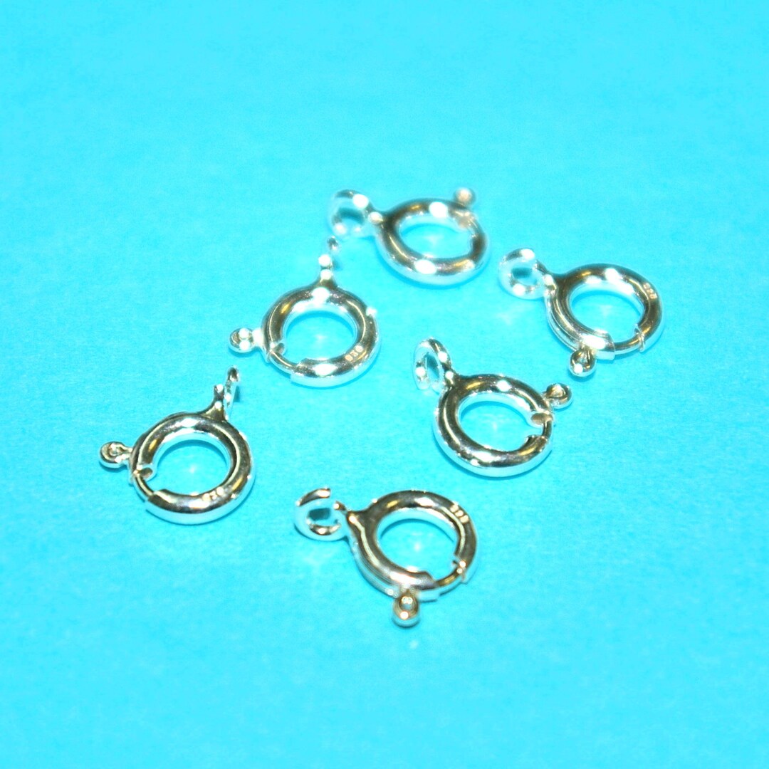 8mm Spring Ring Clasps With Open Rings 925 Sterling Silver Etsy