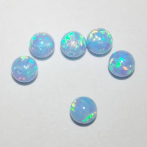 HALF DRILLED HOLES 5mm Light Blue Opal Round Bead Lots - Jewelry Making - BalliSilver - Free Shipping Worldwide.