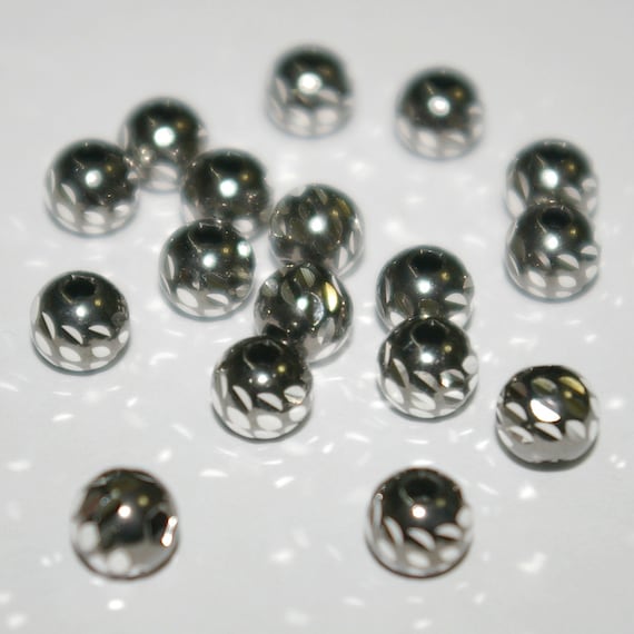 スターリングシルバーロジウムメッキ＆ダイヤモンドカットビーズチェーンネックレス、1.5mm、20 