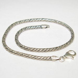 Antique Finished Oxidized 925 Sterling Silver 3mm Foxtail Chain Bracelet / Anklet. 7&quot;, 7.5&quot;, 8&quot;, 8.5&quot;, 9&quot;, 9.5&quot;. Unisex. Fits European Beads