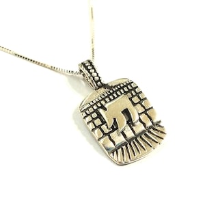 925 Sterling Silver Western WALL / Jerusalem KOTEL with CHAI Symbol Charm Pendant with or without Box Chain Necklace Women Men Kids Unisex