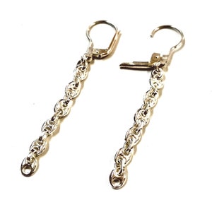 Echte Massive 925 Sterling Silber 4x5mm MARINER / Anker Glieder Kette Ohrhänger mit Leverback Haken. Kurz, Mittel, lang, sehr lang.