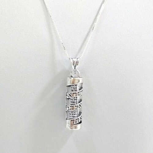 Silver 925 Pendant of Spiral Mezuzah With Shma Israel Scroll Etsy