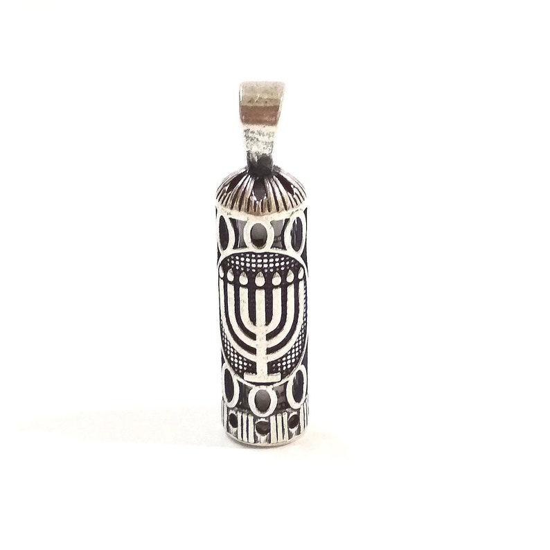 925 Sterling Silver MEZUZAH Pendant With MENORAH Symbol Scroll - Etsy