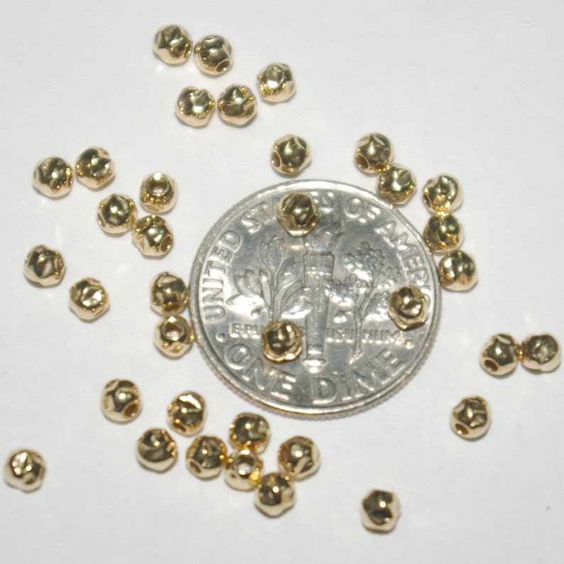 WHOLESALE LOTS 14kt Gold Filled 3mm HAMMERED Beads. an Etsy