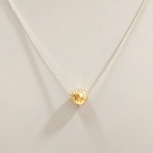 925 Sterling Silver Box Chain with 14kt Gold Filled 6mm HAMMERED Bead Two Tone NECKLACE. Free Shipping Worldwide.