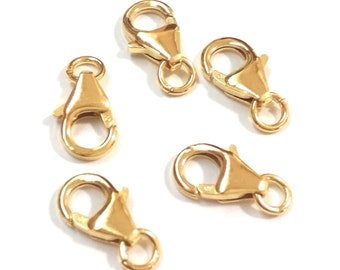 Real 14kt GOLD FILLED 10mm Pear Shape Trigger Lobster Claw CLASPS with Open Jump Rings Wholesale Lots - Alternative to Gold. Free Shipping