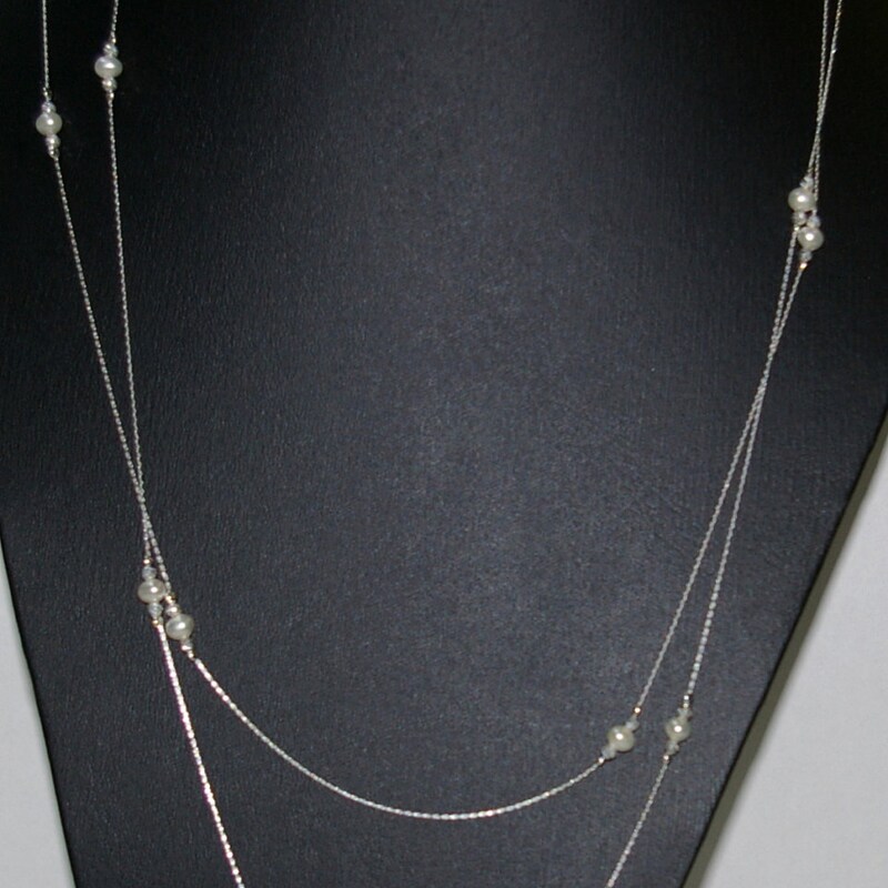 White Freshwater Pearl Fringe Necklace 62