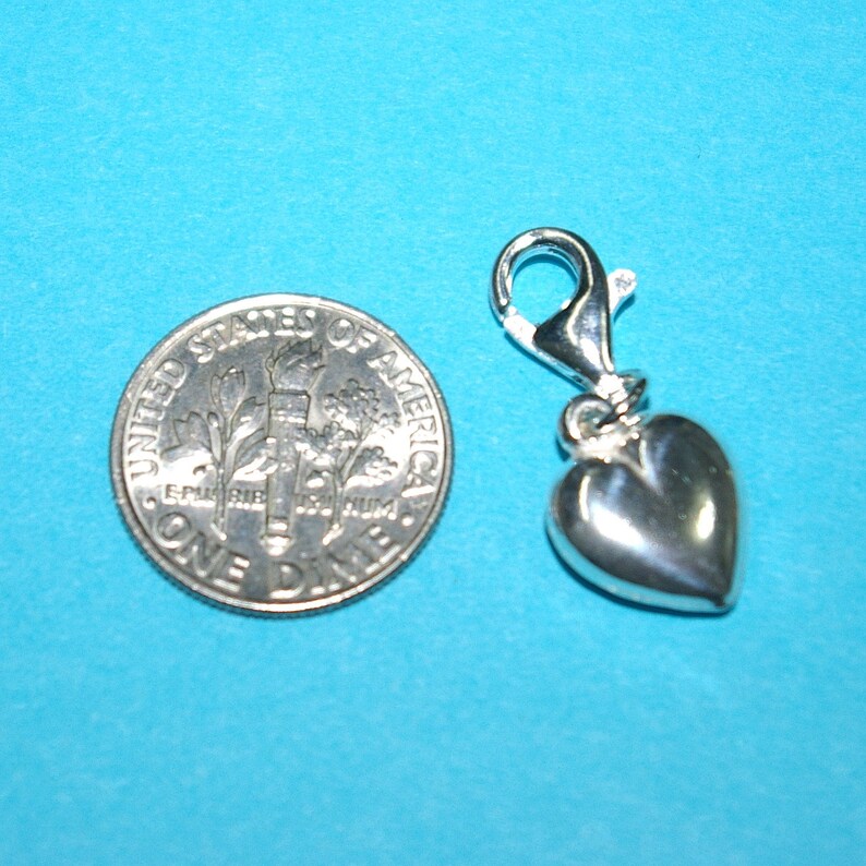 Sterling Silver 925 11mm HEART Clip on Charm Pendant With 11mm Etsy